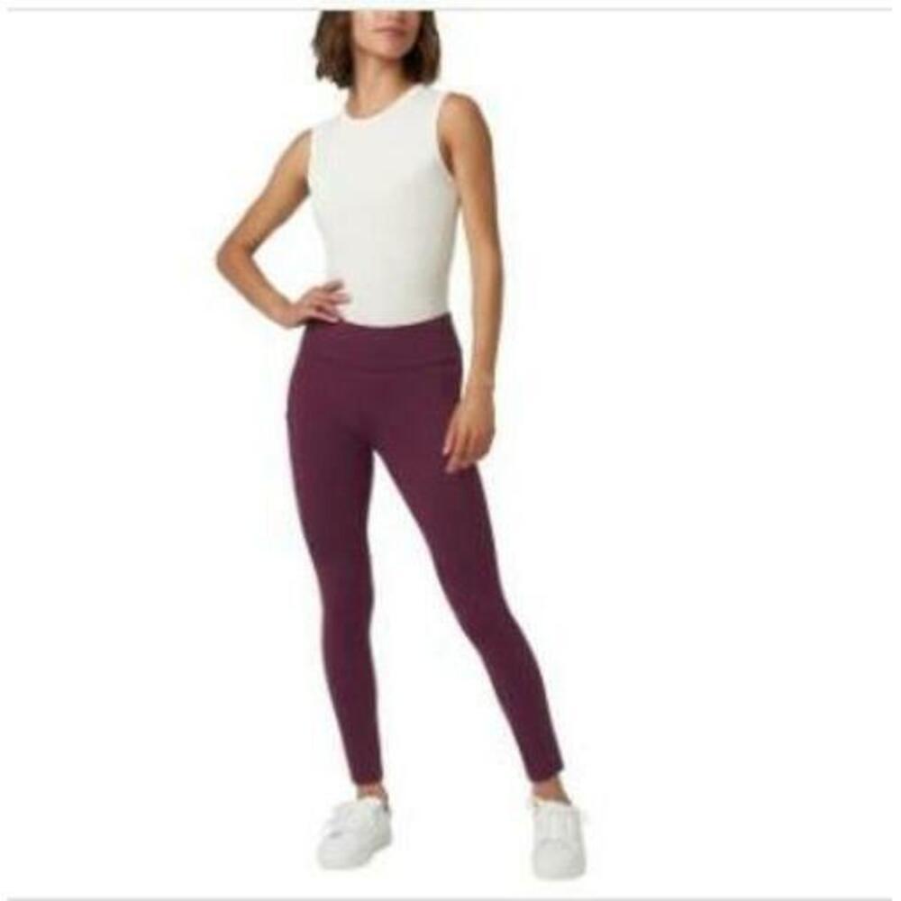 Hue Women's Purple Mid-Rise Tech Pocket Leggings XL NWT